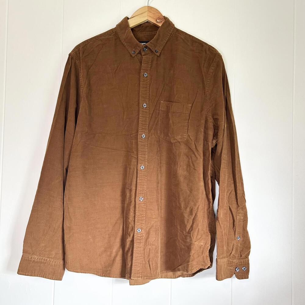 Express Brown Corduroy Long Sleeve Flannel Button Up Shirt Men's XL